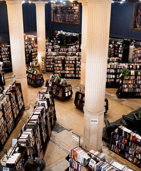 the last bookstore interior bookshelves columns