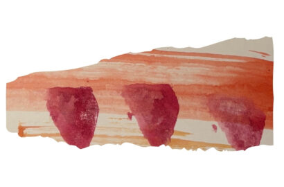 Red and orange abstract watercolor painting