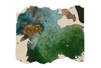 Green and blue abstract watercolor painting