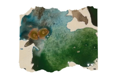 Green and blue abstract watercolor painting